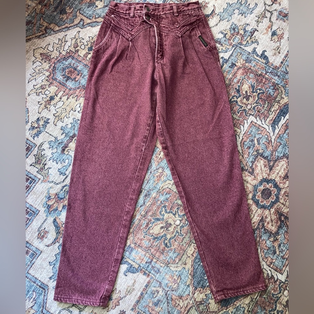Vintage, Burgundy Rocky Mountain High Waisted Cowgirl jeans, Size 31 (11)